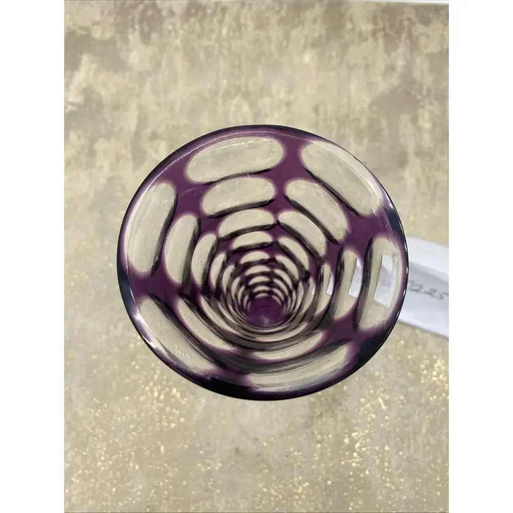 Antique-Anna Hutte 1940 Amethyst Floral 6.5 Inch Footed Vase Rare Design